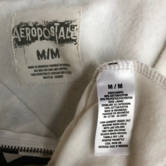 Aeropostale Men’s Spell Out White Full-zip Hoodie Sweater Shirt Jacket Size M - Picture 10 of 11
